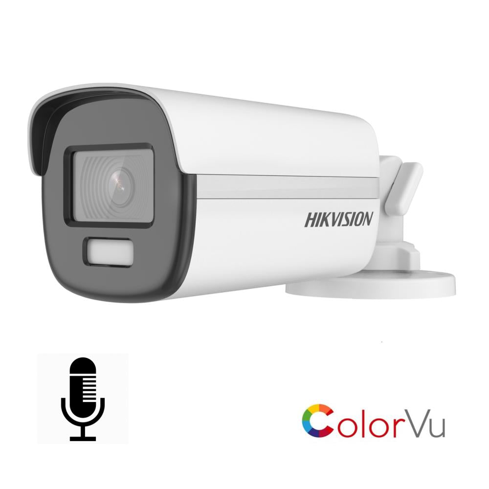 Hikvision 3k Colorvu Audio Fixed Mini Bullet Camera DS-2CE10KF0T-PFS White 2.8mm